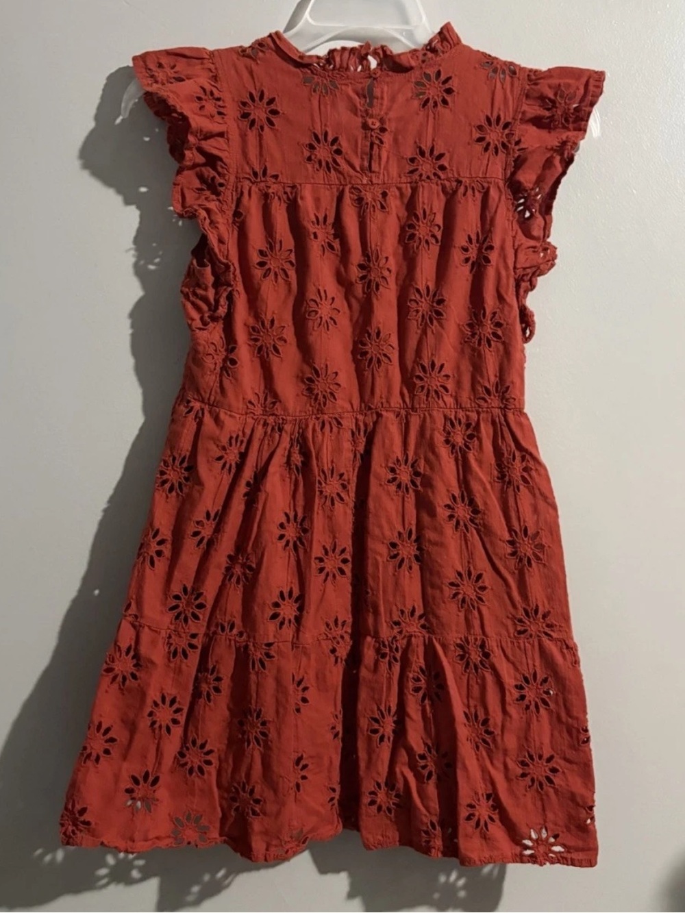 entro Rust Eyelet Ruffle Sleeve Mini Dress - Picture 3 of 13